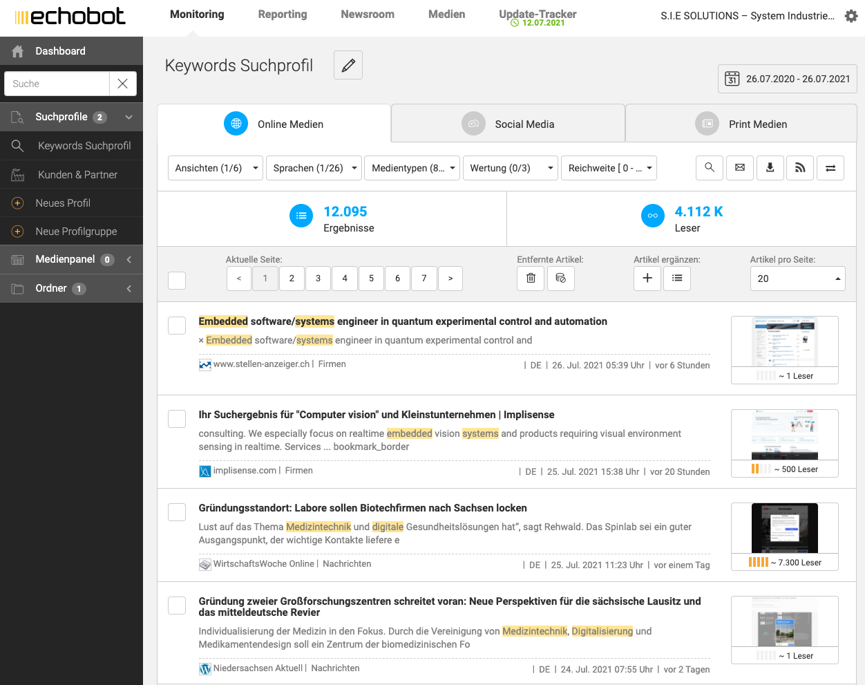 Medien- & Firmebeobachtung mit MONITORING